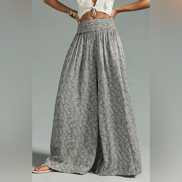 Anthropologie Volume Wide-Leg Pants Ruched At Waistband Size 6 - Picture 1 of 8